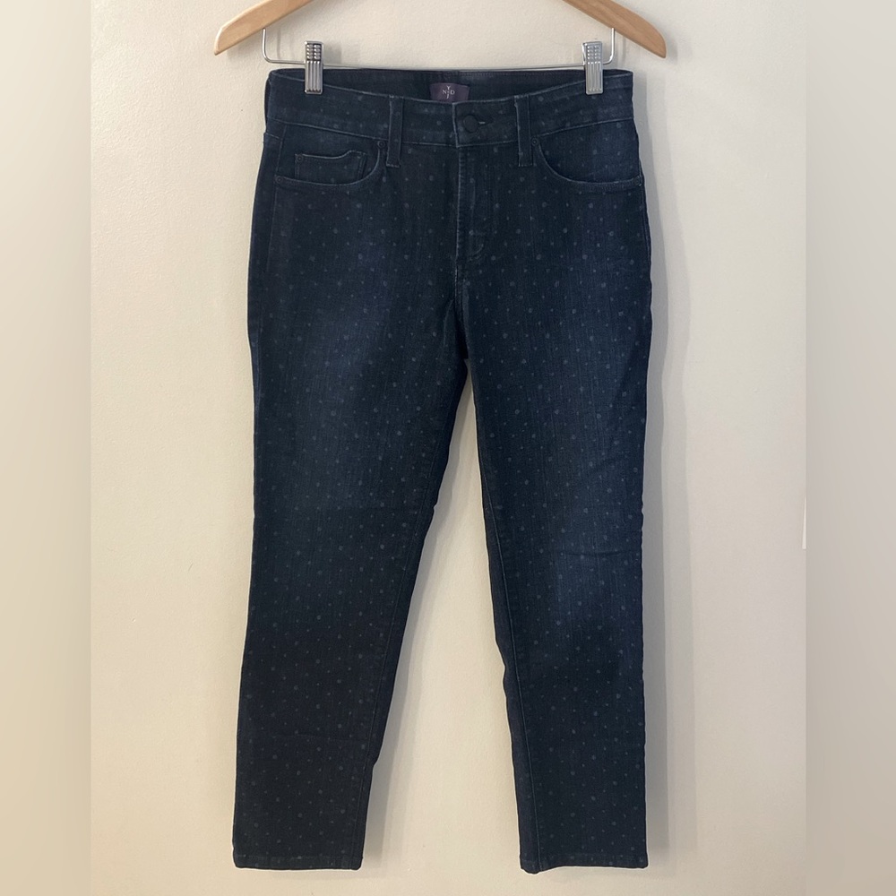 NYDJ Polka Dot Dark Denim Jeans Ankle Stretch SZ 4P